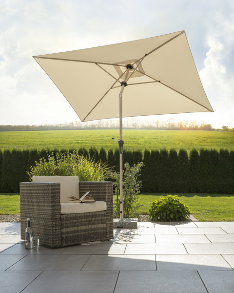 Schneider Stahl Kurbelschirm Cordoba 230x150cm knickbar Stock 38mm Natur